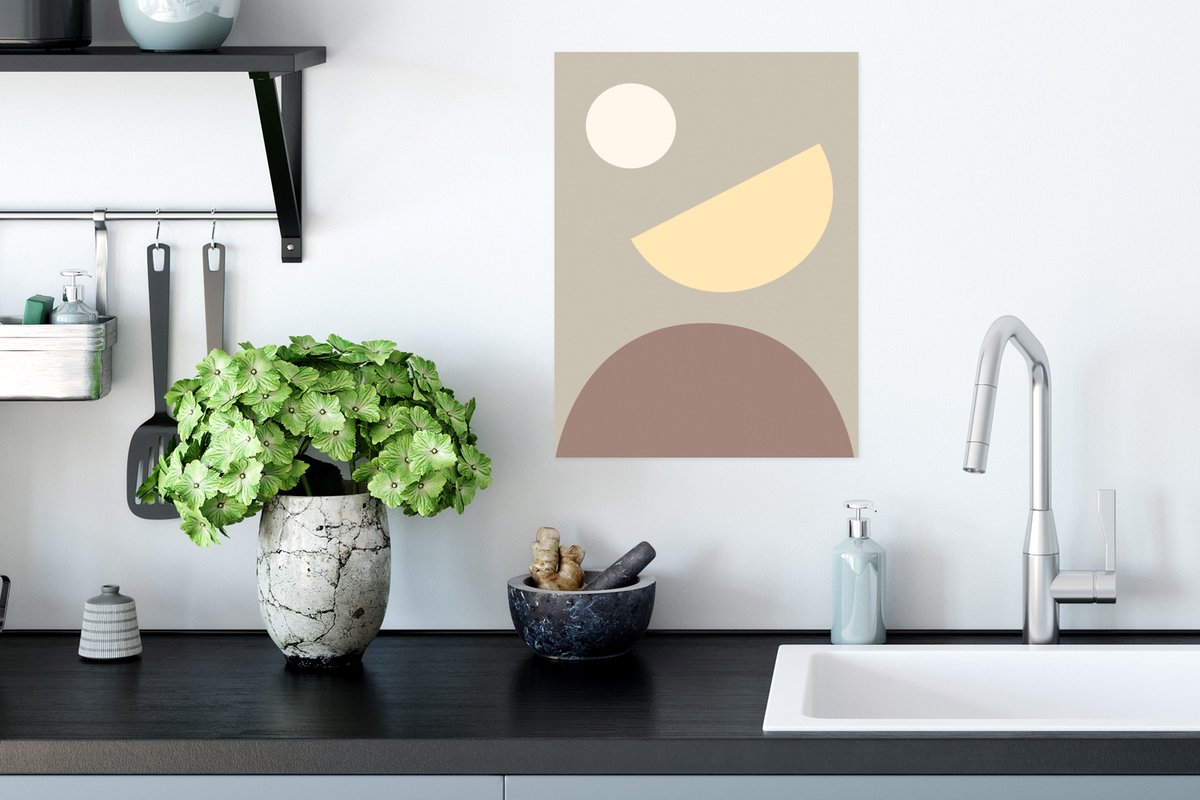 Poster Vormen - Abstract - Cirkel - Geel - 30x40 cm