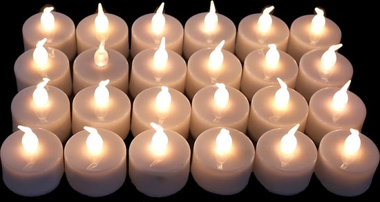 Theelichtjes - Waxinelichtjes LED - Theelichten - Op batterijen - LED verlichting - Kaarsjes - 24 stuks - wit