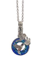 Bijoux by Ive - Ashanger met ketting - Blauwe cirkel - Bloemen - Kolibrie - Assieraad