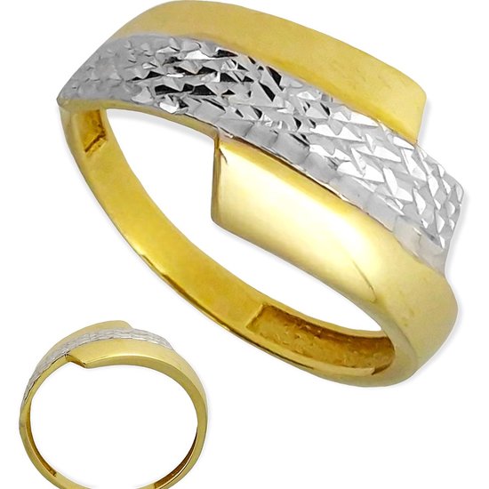 Optimaal roekeloos parfum Gouden statement ring zonder steen 14 karaats | bol.com