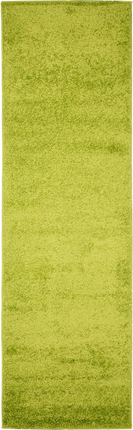 Tapiso Delhi Tapis de Couloir à Poils Longs Vert sur Mesure - 120x100