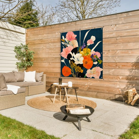 Toile de jardin Fleurs - Vase - Tableau - Plantes - 100x100 cm