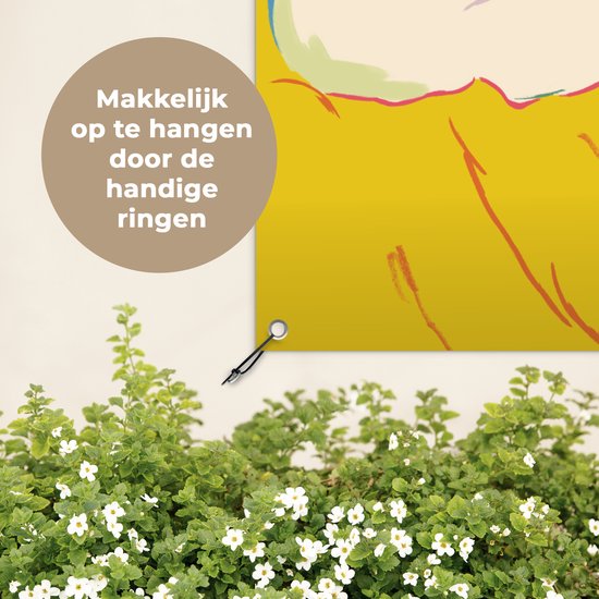 Affiche de jardin - Toile de jardin - Posters de jardin extérieur - Femme - Art - Verre à vin - Jaune - 90x120 cm - Jardin