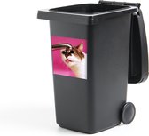 Container sticker Drinkende Dieren - Drinkende kat uit de kraan Klikosticker - 40x40 cm - kliko sticker - weerbestendige containersticker