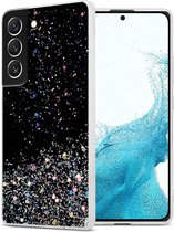 Cadorabo Hoesje geschikt voor Samsung Galaxy S22 in Zwart met Glitter - Beschermhoes van flexibel TPU silicone met fonkelende glitters Case Cover Etui