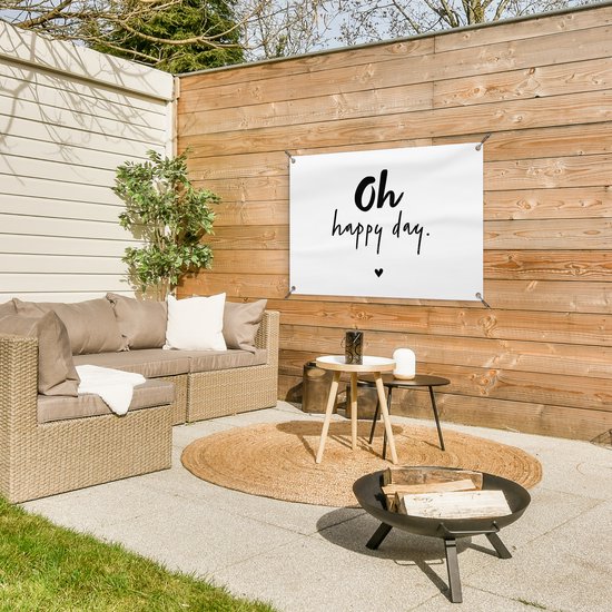 Affiche de jardin - Été - Citations - Oh happy day - Dictons - Jardin - 90x60 cm - Décoration murale - Toile de jardin - Texte d'affiche de jardin