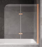 Badplaats Badwand Austin 100 cm x 140 cm - Koper - Pare-baignoire Pivotant épaisseur 5 mm - Verre de sécurité et Anti-calcaire