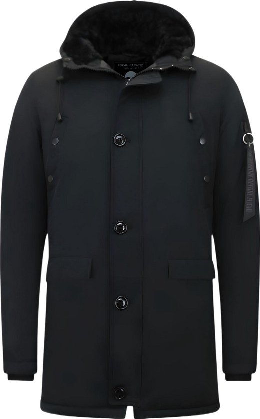 Lange Winterjas Heren - Heren Parka Winterjas - 7103 - Zwarte Jas Heren