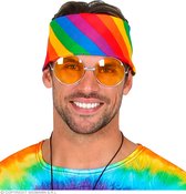 Widmann - Hippie Kostuum - Bandana Regenboog 55 X 55 Centimeter - Multicolor - Carnavalskleding - Verkleedkleding
