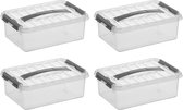 Sunware - Q-line opbergbox 4L - Set van 4 - Transparant/grijs