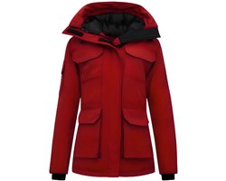 Dames Jas Lang - Damesjassen Winter - Gewatteerde Jas Dames Halflang - 7603 - Rood