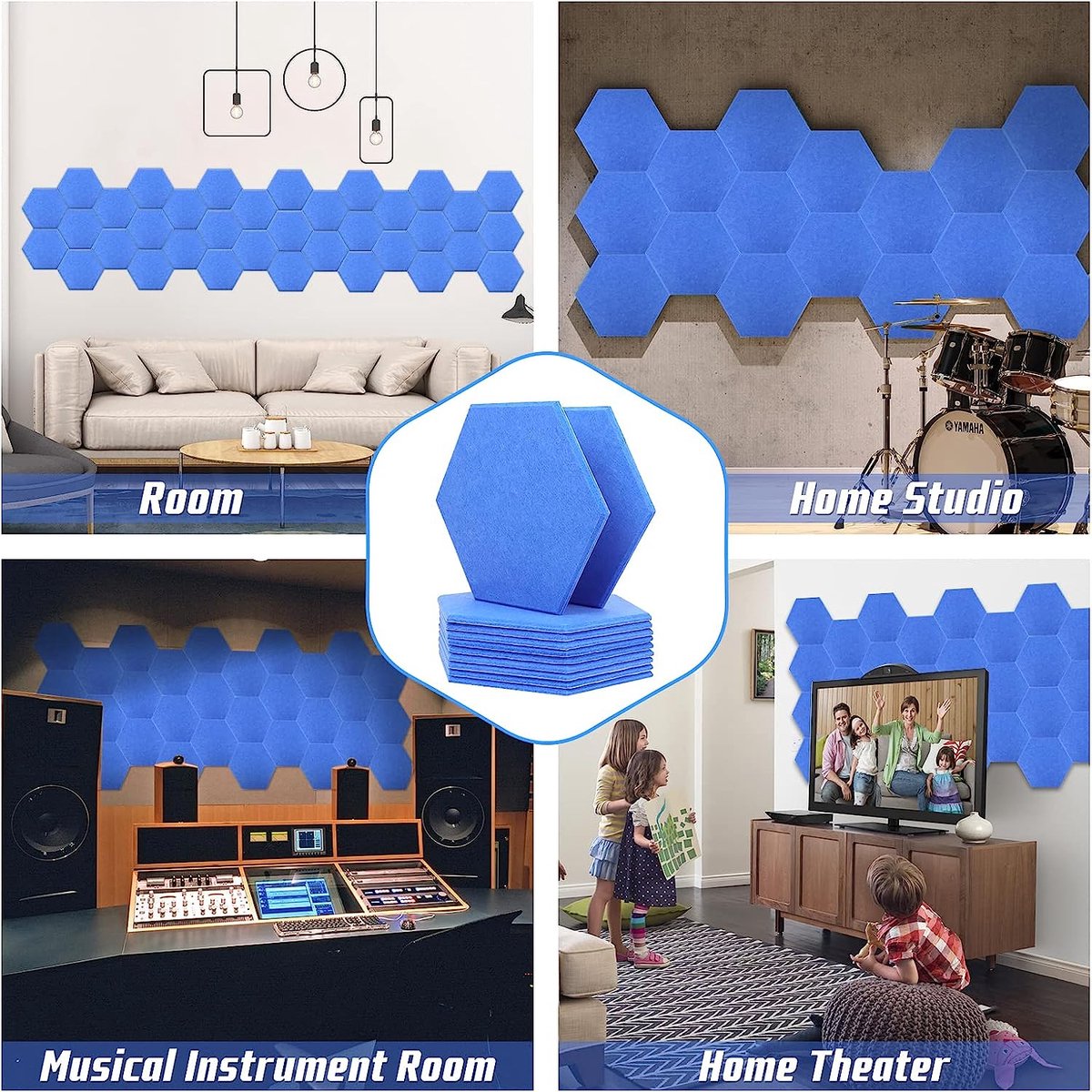 Feuilles Acoustiques Hexagonales, Auto-Adhésives, 30 x 26 x 0 cm, Isolation  Acoustique