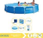 Intex Metal Frame Zwembad - Opzetzwembad - 366x76 cm - Inclusief Solarzeil, Onderhoudspakket, Filter, Onderhoudsset, Zwembadtegels en Warmtepomp HS