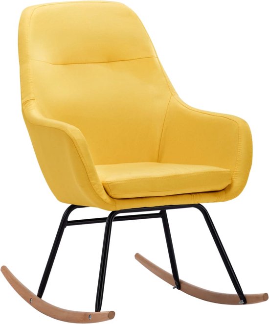 vidaXL Chaise à bascule en tissu jaune moutarde