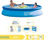 Intex Easy Set Zwembad - Opblaaszwembad - 366x76 cm - Inclusief Afdekzeil, Onderhoudspakket, Filter, Stofzuiger en Zwembadtegels