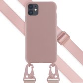 Coque iPhone 11 - Selencia Coque en Siliconen avec cordon détachable - rose