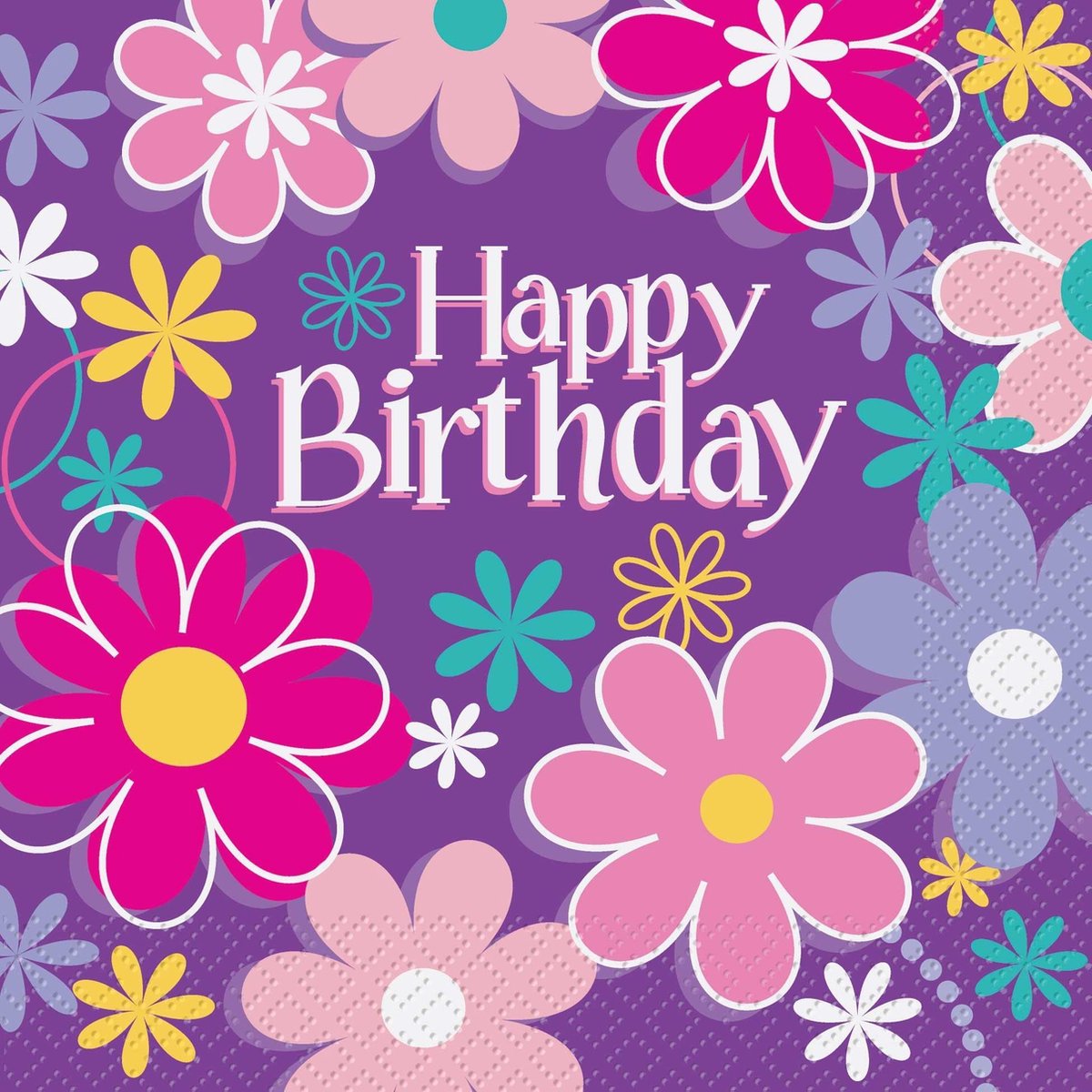 Servetten Party - Servetten Bloemen Happy Birthday