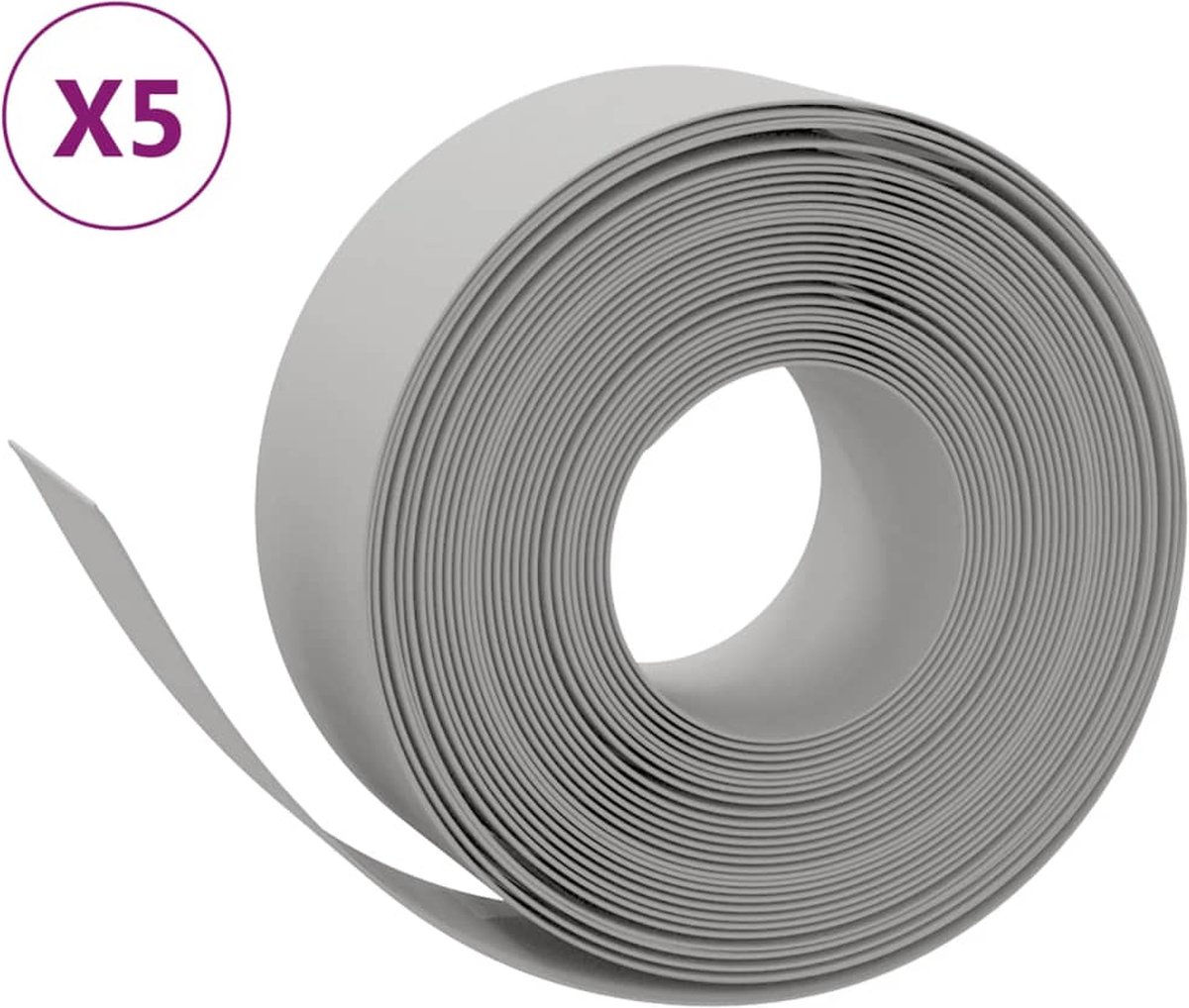 VidaXL Tuinranden 5 st 10 m 20 cm polyetheen grijs