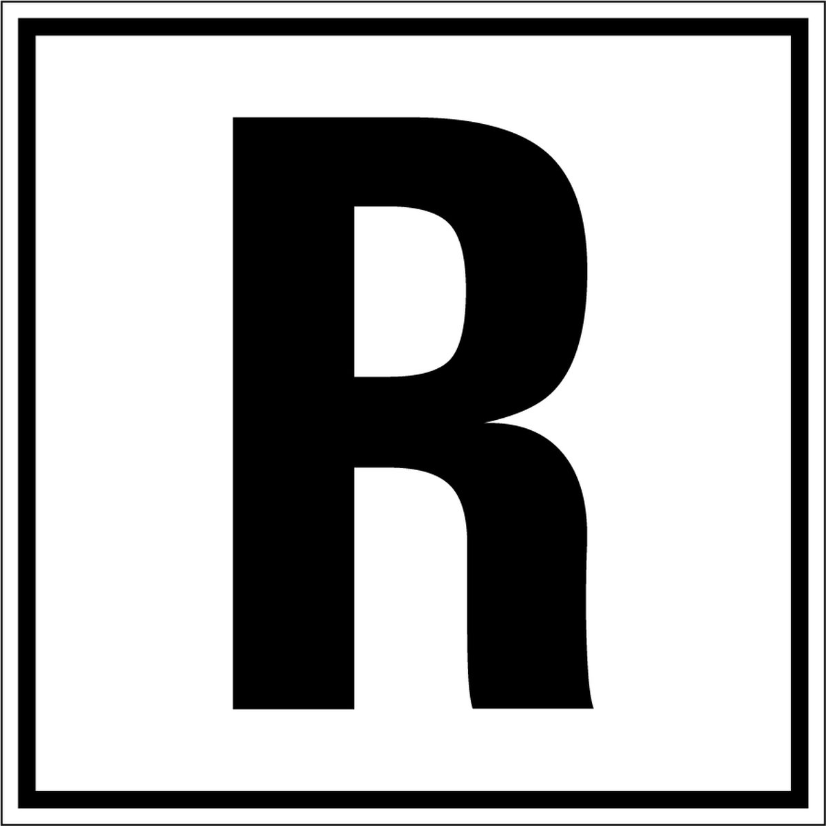 Letter bord A-Z, per stuk Letter R 150 x 150 mm