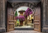 Fotobehang - Vlies Behang - 3D Uitzicht op de Straten van Toscane - 312 x 219 cm
