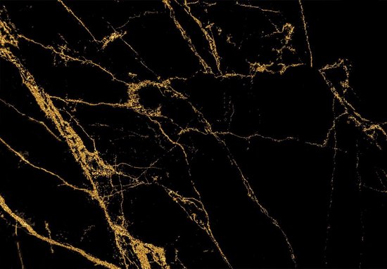 Fotobehang - Vlies Behang - Goud met Zwart Marmer - 460 x 300 cm