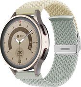 Mobigear - Watch bandje geschikt voor Amazfit GTR 2e Bandje Nylon Klemsluiting | Mobigear Braided - Wit / Grijs