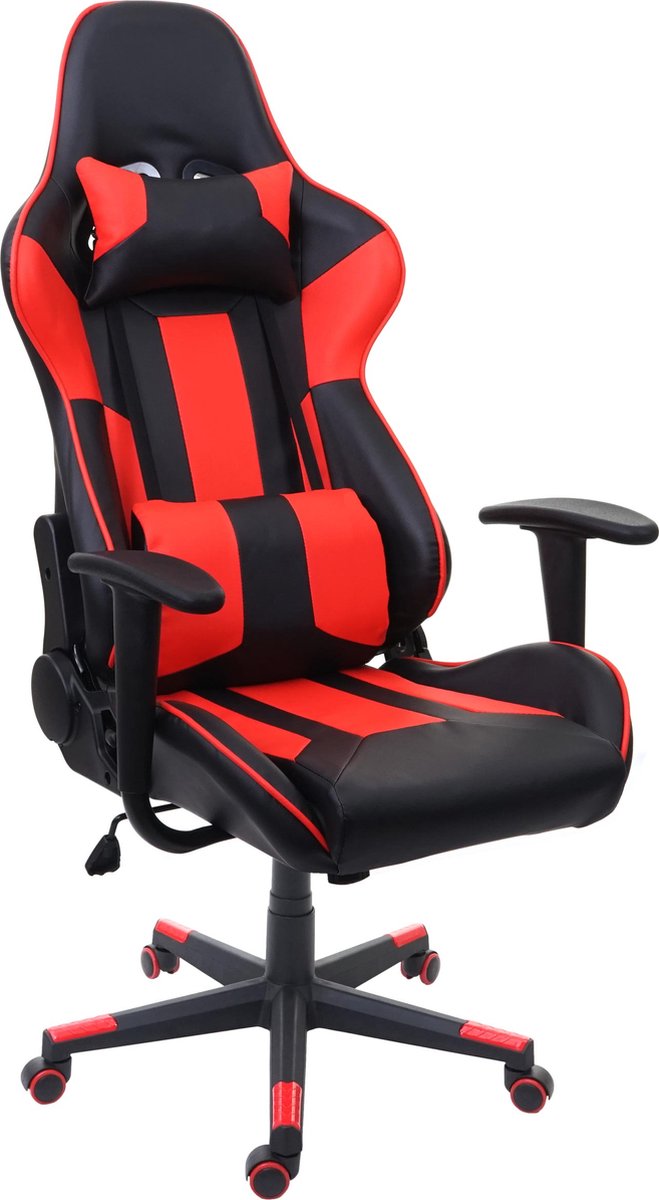 MCW Bureaustoel MCW-F84, bureaustoel gamestoel directiedraaistoel, kunstleer ~ zwart/rood