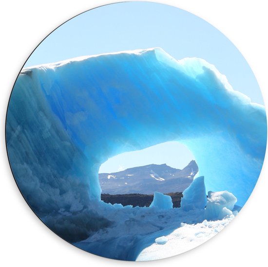 Dibond Muurcirkel - Water - Sneeuw - Ijs - Blauw - 60x60 cm Foto op Aluminium Muurcirkel (met ophangsysteem)