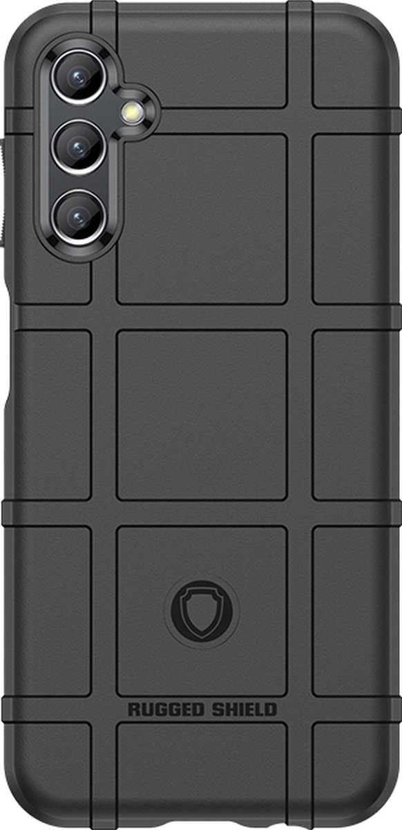 Mobigear Hoesje geschikt voor Samsung Galaxy A24 Telefoonhoesje Flexibel TPU | Mobigear Rugged Shield Backcover Shockproof | Schokbestendig Galaxy A24 Telefoonhoesje | Anti Shock Proof - Zwart