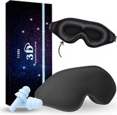 Masque de sommeil YUBBI Satin 3D avec Bouchons d'oreilles antibruit - Masque pour les yeux - Blackout - Masque de voyage - Ergonomique - Zwart