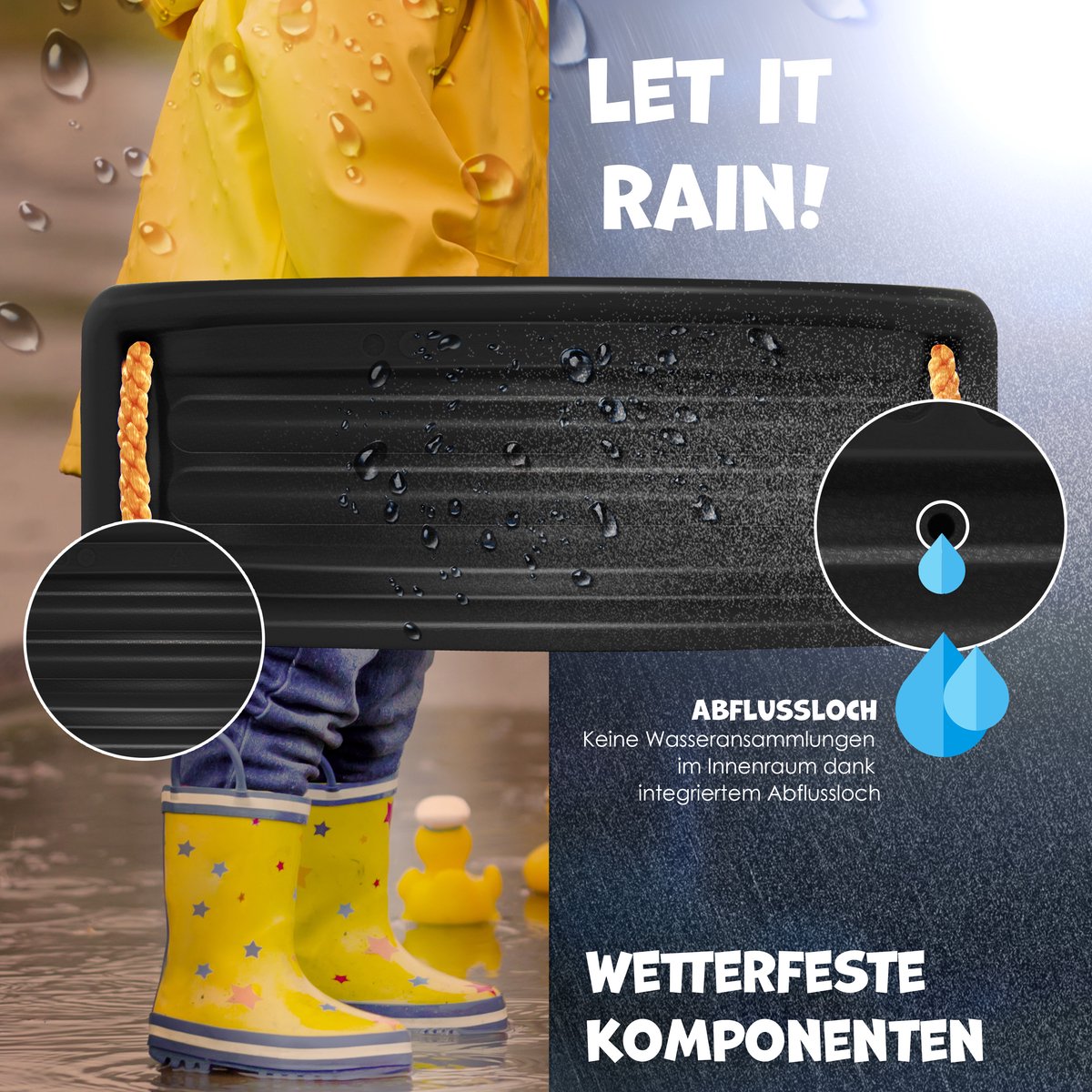 KIDIZ® Schommel Kinderschommel Set - Incl. Accessoires Schommelzitje PP-Touwen Schommelplank Tuin Buiten Binnenschommel voor kinderen om op te schommelen Plastic Hoogte Verstelbaar Antislip - Zwart — afbeelding 8