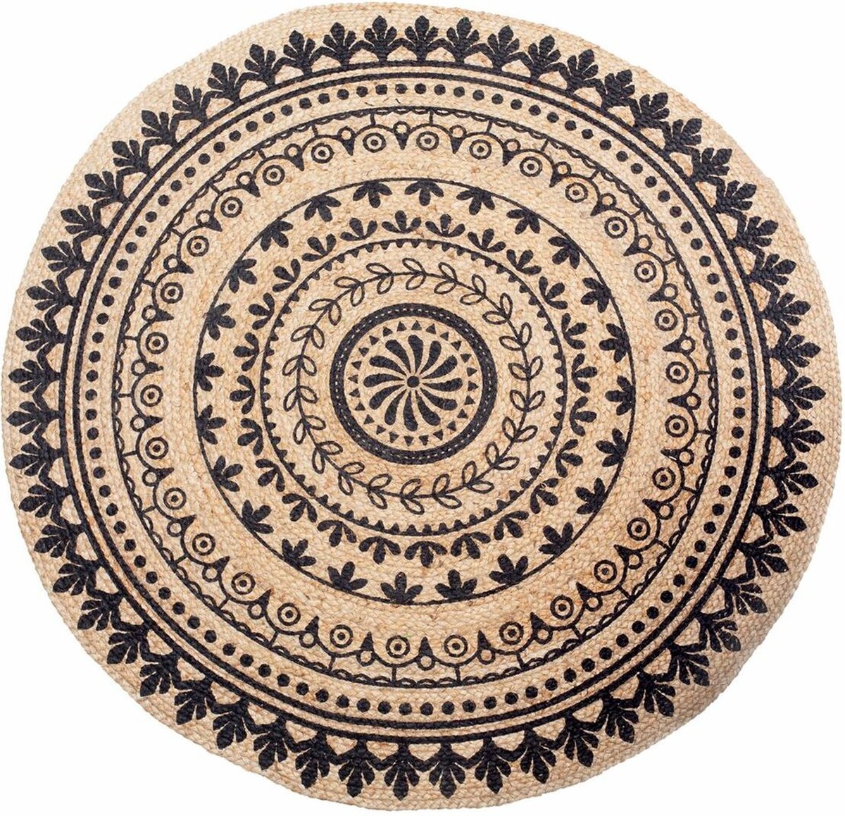 Tapijt 120 x 120 x 1 cm Natuurlijk Zwart Jute