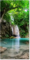 Affiche clôture Erawan Waterfall in jungle Thailand photo - 100x200 cm - Toile de jardin