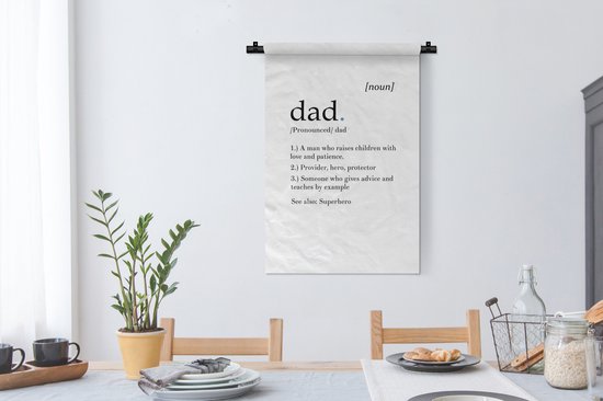 Tapisserie Vaderdag - Cadeau Vaderdag / Joli cadeau Fête des Pères avec définition Papa Tapisserie Coton 60x90 cm - Tapisserie avec photo