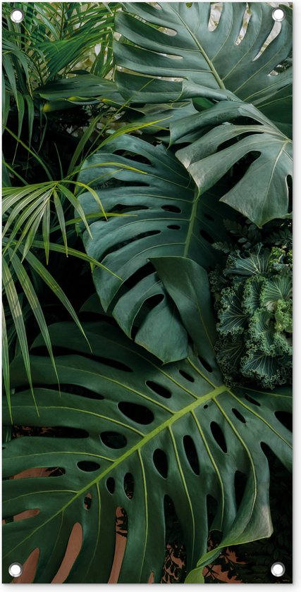 Tuinposter Planten - Jungle - Bladeren - Tropisch - 40x80 cm - Wanddecoratie Buiten - Tuinposter - Tuindoek - Schuttingposter - Tuinschilderij