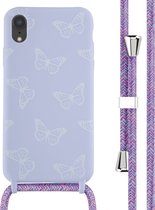 iMoshion Hoesje Met Koord Geschikt voor iPhone Xr - iMoshion Siliconen design hoesje met koord - Meerkleurig / Butterfly