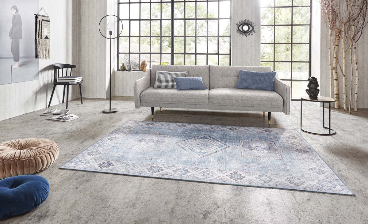 Vintage vloerkleed Gratia - lichtblauw 120x160 cm