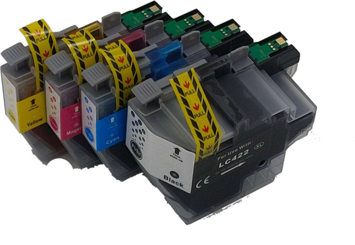 KATRIZ® huismerk inkt voor| 1x LC422XL Zwart + 1x LC422XL Cyaan + 1x LC422XLMagenta + 1xLLC422XL Geel | BrotherLC422XL/LC422/422 | 4 stuks |- Met chip