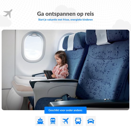 Qualita® Air Vliegtuigbedje voor Baby’s - Reisbedje - Vliegtuig Kussen - Reiskussen - Baby Matras - Reisbed - Opblaasbaar - Vliegtuigmatras - Reiskussen Vliegtuig - Reisbedje - Auto - Trein - Vliegtuig