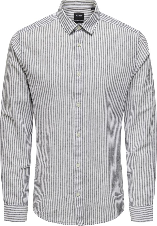 ONLY & SONS ONSCAIDEN LS STRIPE LINEN SHIRT 6601 Heren Overhemd - Maat S