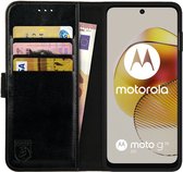 Rosso Element Book Case Wallet Hoesje Geschikt voor Motorola Moto G73 | Portemonnee | 3 Pasjes | Magneetsluiting | Stand Functie | Zwart