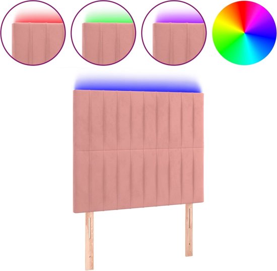 vidaXL-Hoofdbord-LED-100x5x118/128-cm-fluweel-roze