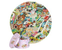 foto van Stadsleven - ronde puzzel - 150 stukjes - 58cm diameter - gemaakt van 3-laags gerecycled karton