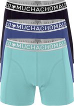 Muchachomalo - Solid/solid/solid Heren Boxershorts - 3 pack - Zwart/Turqoise/Blauw - XXXL