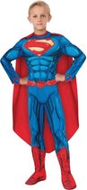 Superman pak muscles met cape - maat 140-152 - Marvel Supergirl superheld blauw rood kostuum jongens gespierd festival