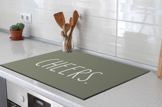 KitchenYeah® Inductie beschermer 70x52 cm - Quotes - Spreuken - Cheers - Keuken - Drinken - Kookplaataccessoires - Afdekplaat voor kookplaat - Inductiebeschermer - Inductiemat - Inductieplaat mat