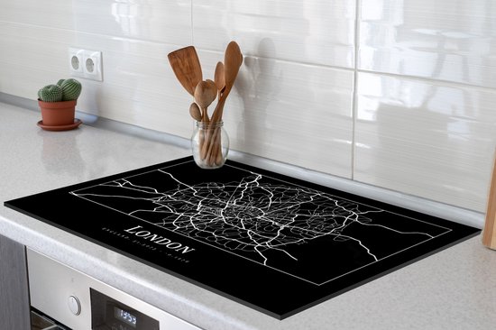 KitchenYeah® Inductie beschermer 77x51 cm - Kaart - Stadskaart - Londen - Plattegrond - Kookplaataccessoires - Afdekplaat voor kookplaat - Inductiebeschermer - Inductiemat - Inductieplaat mat