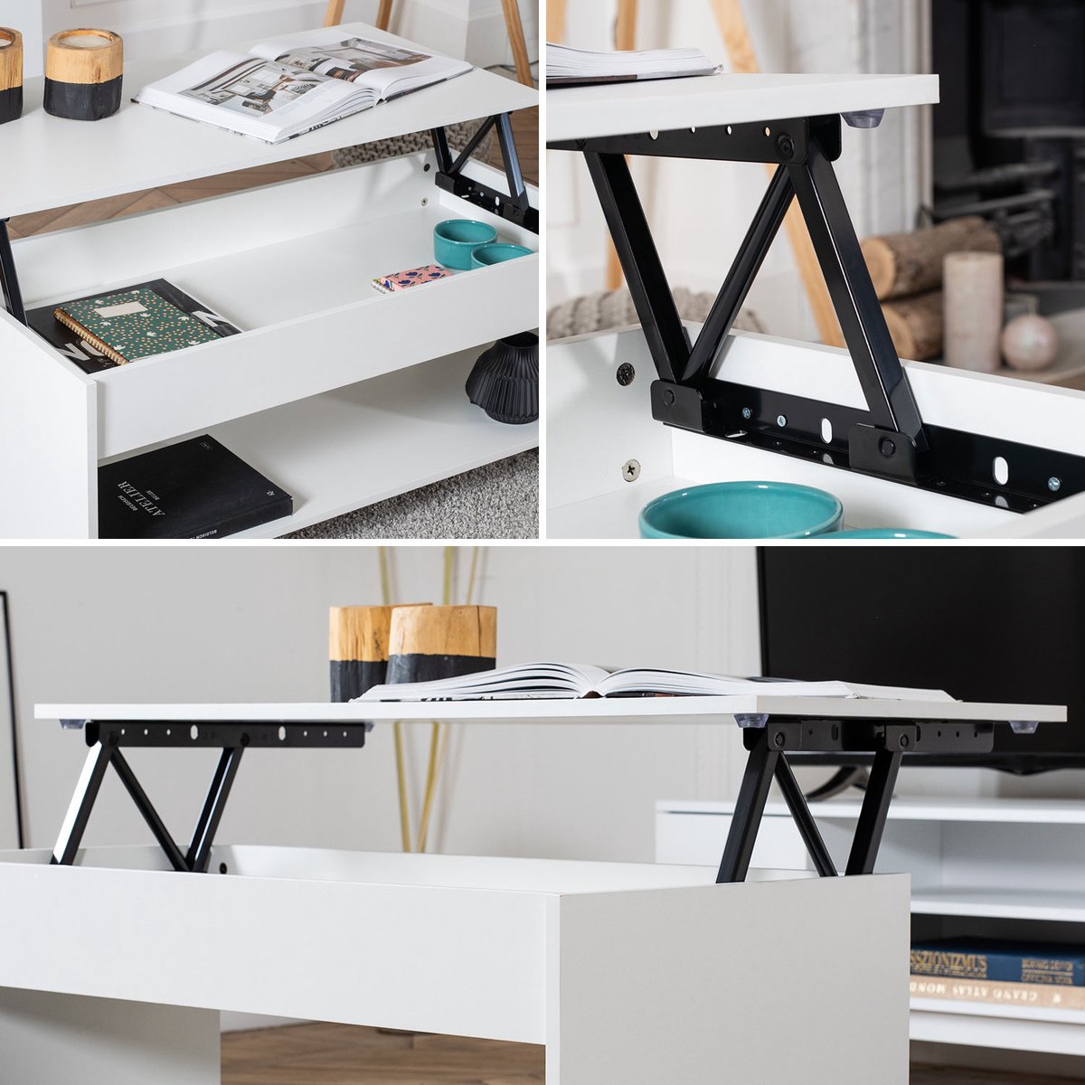 Salontafel met hefblad wit HEDDA