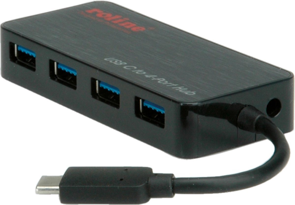 ROLINE USB 3.2 Gen 1 Hub, 4-voudig, type C aansluitkabel