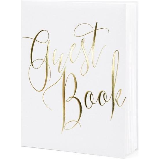 Gastenboek wit/goud 20 x 25 cm - 22 paginas - 44 bladzijden - Bruiloft gastenboeken